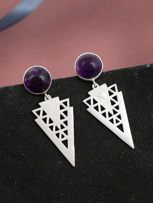  purple silver plated drop earring - 19085241 -  Standard Image - 0