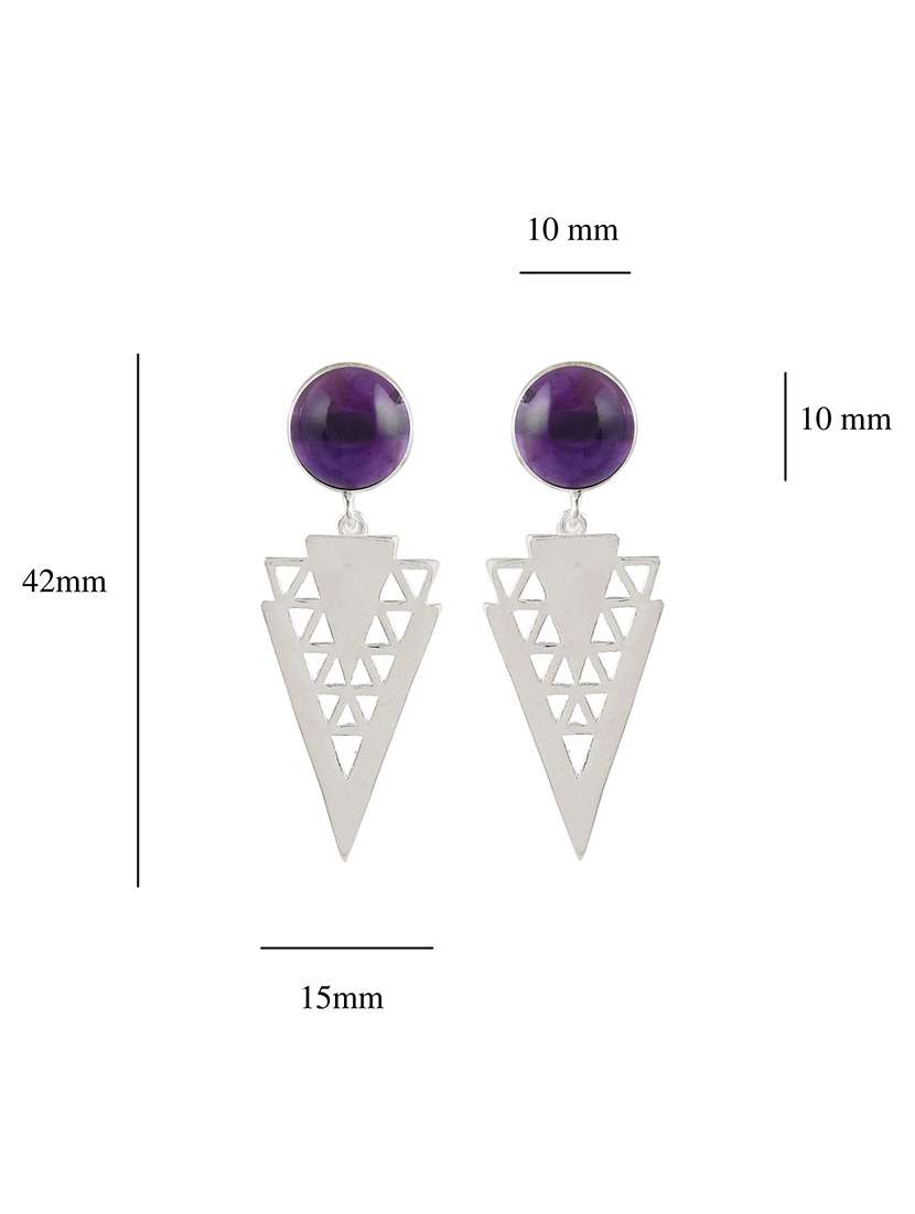  purple silver plated drop earring - 19085241 -  Standard Image - 3