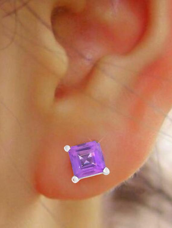purple silver plated drop earring - 19085245 - Standard Image - 3