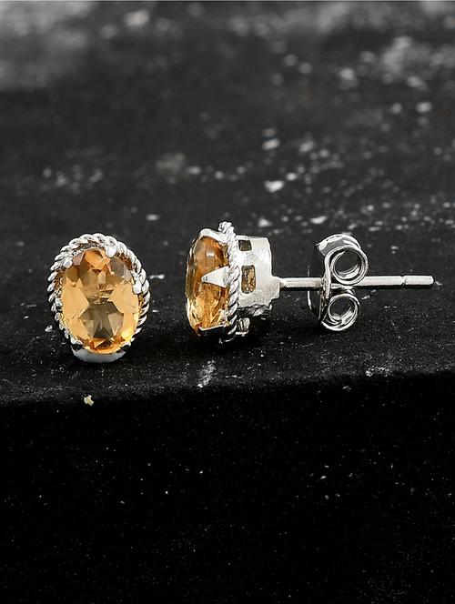 brown silver plated drop earring - 19085261 - Standard Image - 0