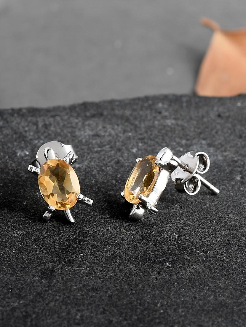 brown silver plated drop earring - 19085263 - Zoom Image - 0