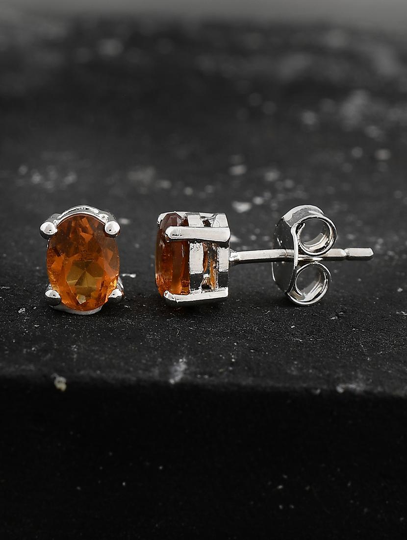 brown silver plated drop earring - 19085265 -  Zoom Image - 0