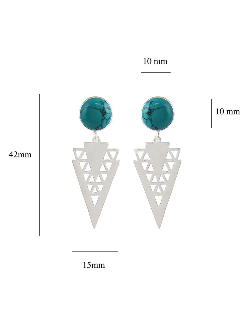 blue silver plated drop earring - 19085267 - Standard Image - 3