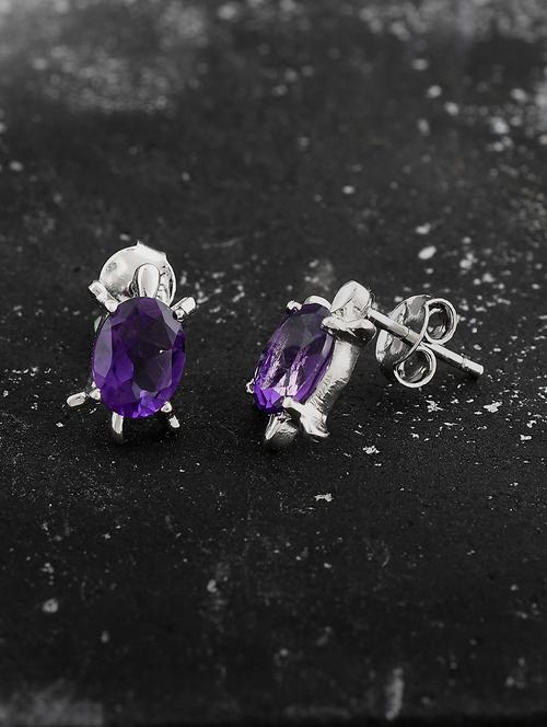 purple silver plated drop earring - 19085269 -  Standard Image - 0