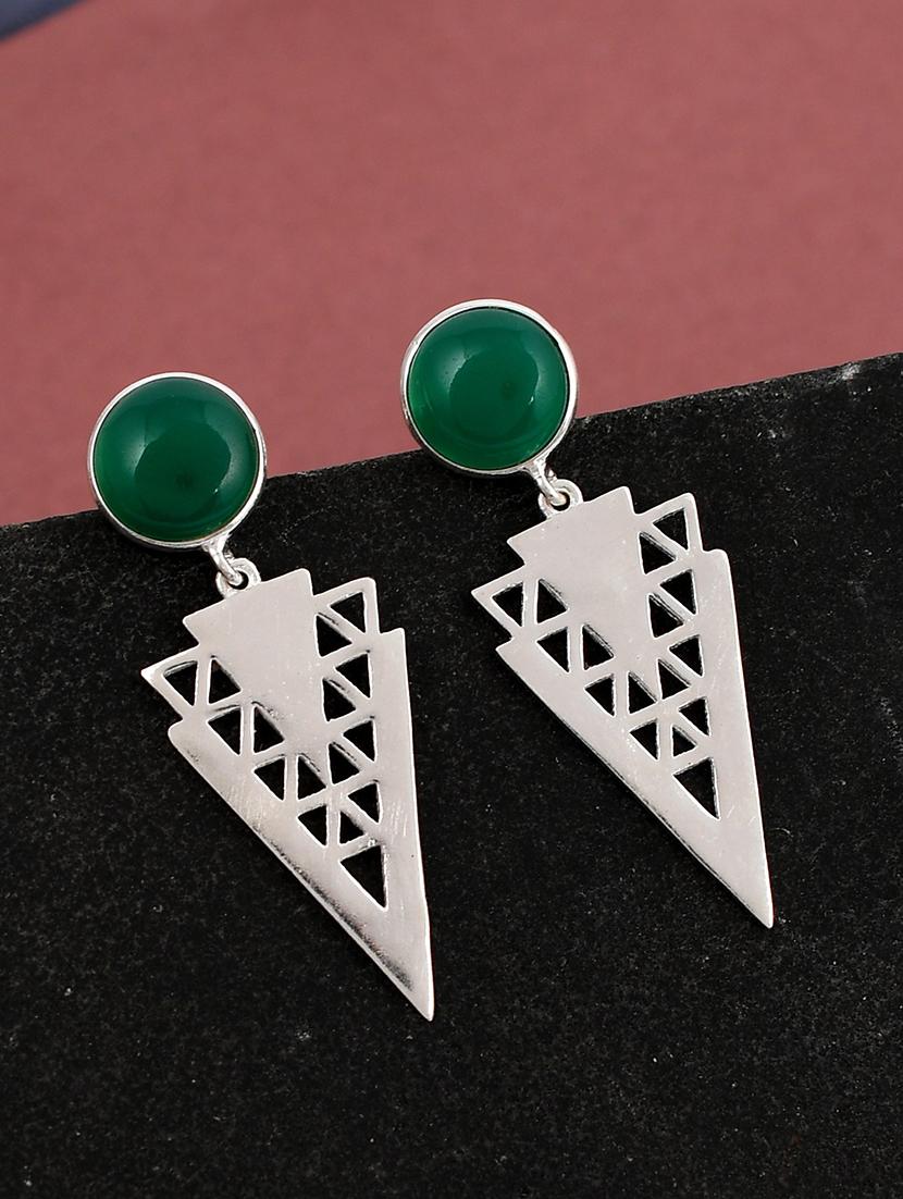 green silver plated drop earring - 19085271 - Zoom Image - 0