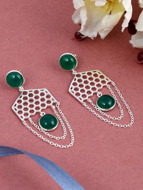 silver plated dangler earring - 19085285 - Standard Image - 0