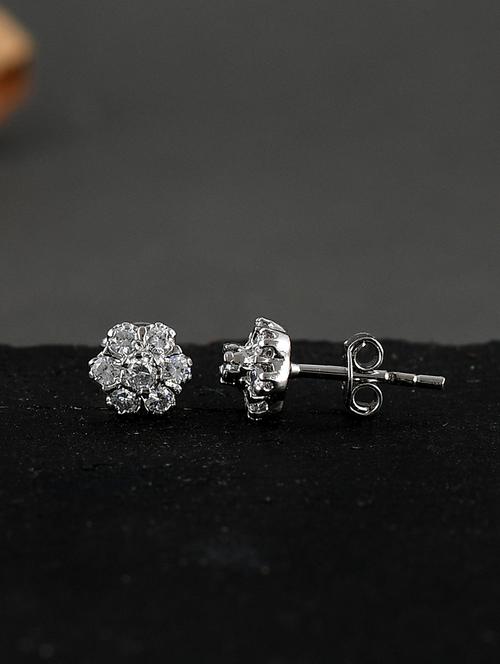 silver plated stud earring - 19085291 - Standard Image - 0