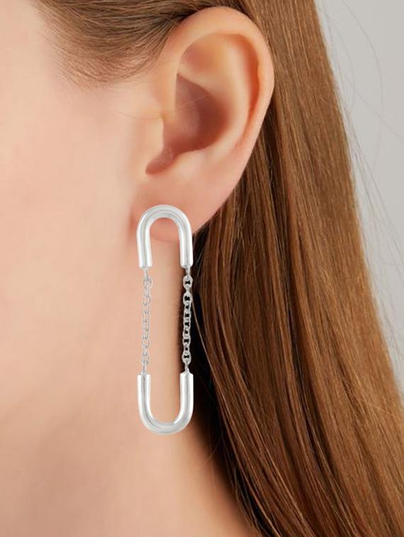 silver plated dangler earring - 19085305 - Standard Image - 3