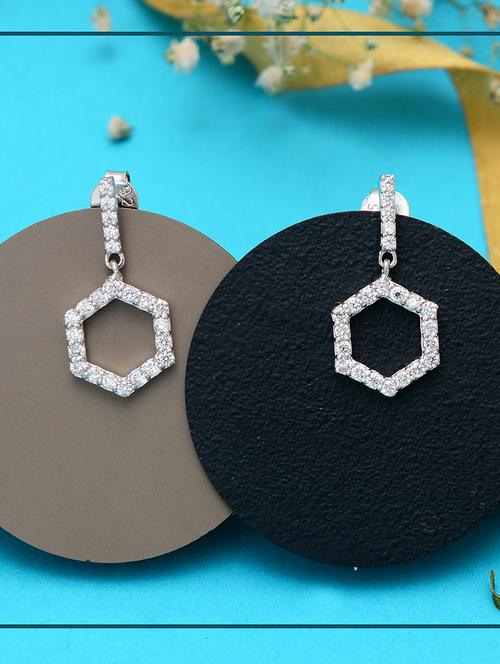 silver metal drop earring - 19085334 -  Standard Image - 0