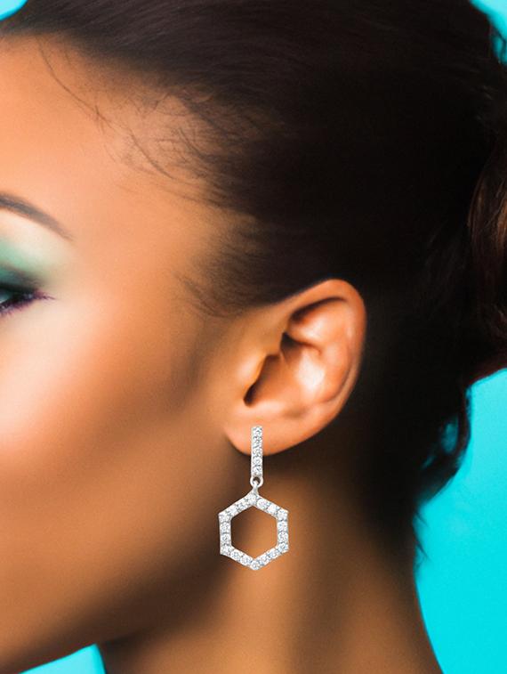silver metal drop earring - 19085334 - Standard Image - 3