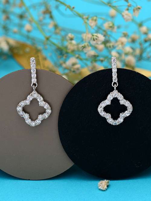 silver metal drop earring - 19085343 - Standard Image - 0