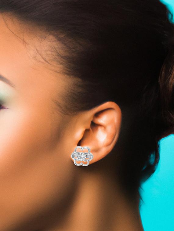 silver plated stud earring - 19085349 - Standard Image - 3