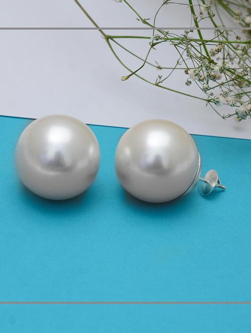 silver plated stud earring - 19085359 - Standard Image - 0