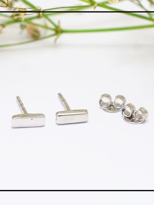 silver plated stud earring - 19085361 - Standard Image - 0