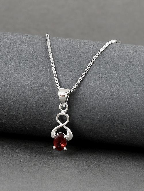 silver plated stone embellished pendant - 19085373 - Standard Image - 0
