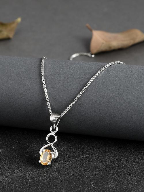 silver plated stone embellished pendant - 19085394 - Standard Image - 0