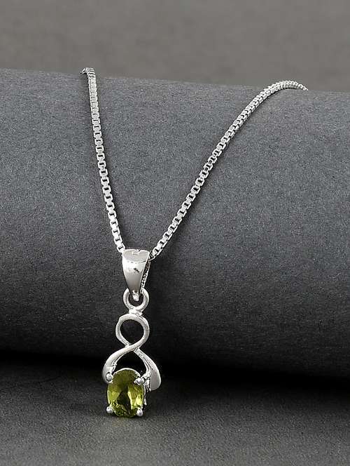 silver plated stone embellished pendant - 19085395 -  Standard Image - 0