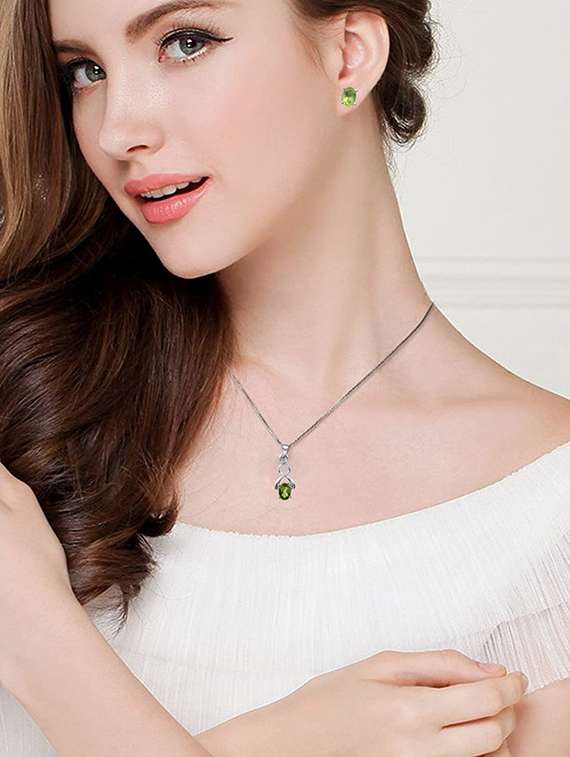 silver plated stone embellished pendant - 19085395 -  Standard Image - 3