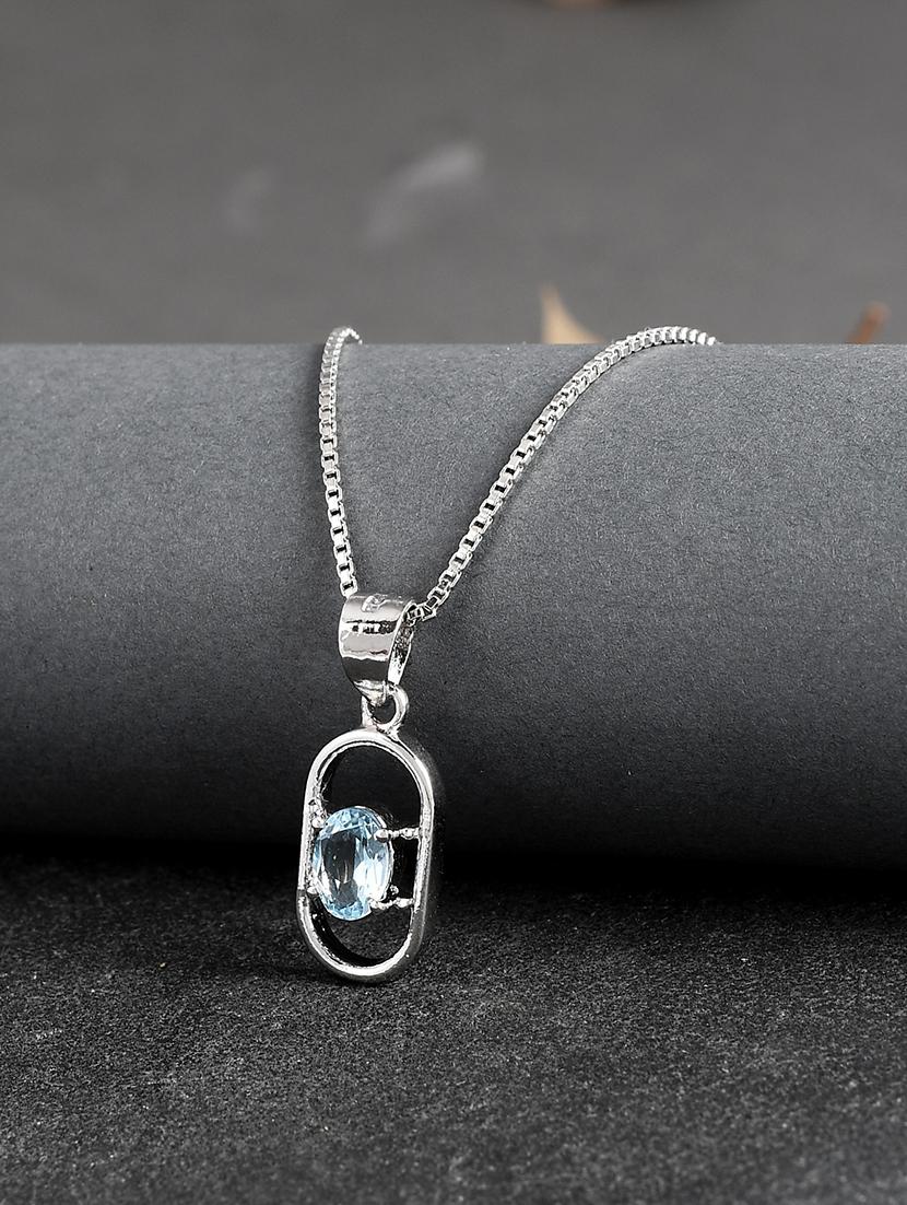 silver plated stone embellished pendant - 19085410 -  Zoom Image - 0