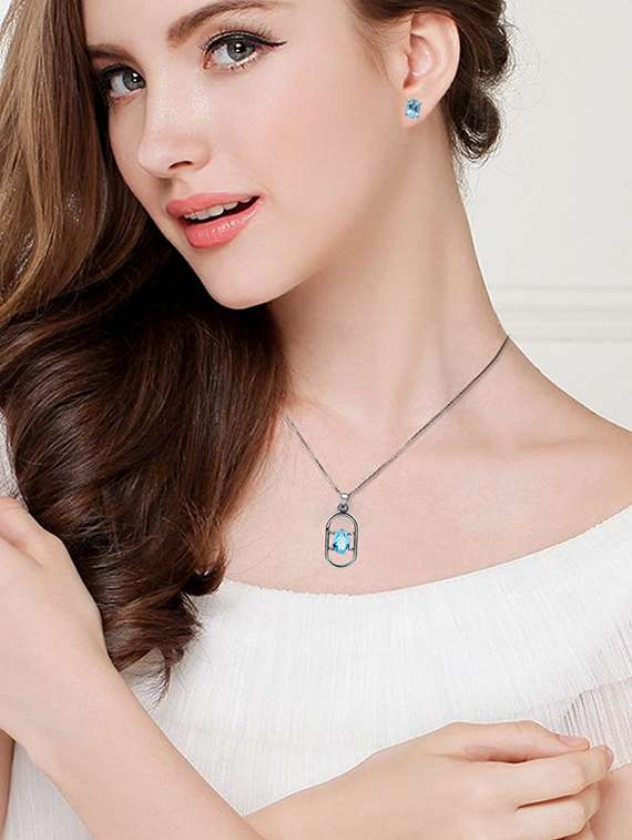 silver plated stone embellished pendant - 19085417 -  Standard Image - 3