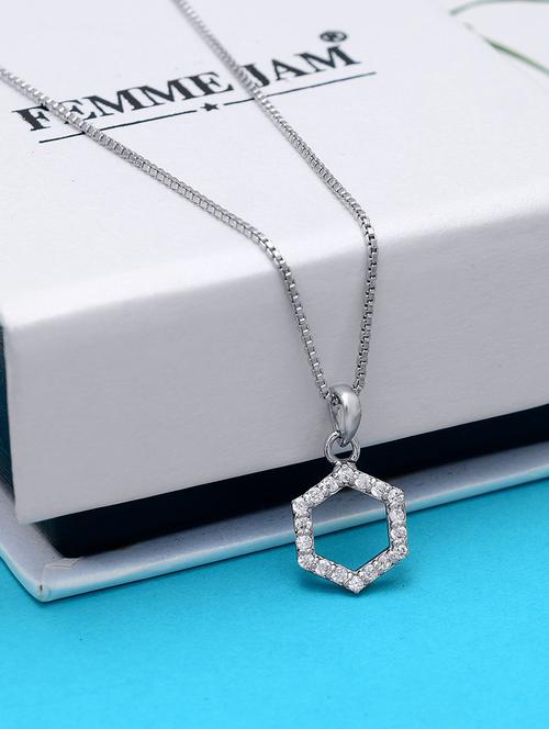 silver plated stone embellished pendant - 19085425 - Standard Image - 0