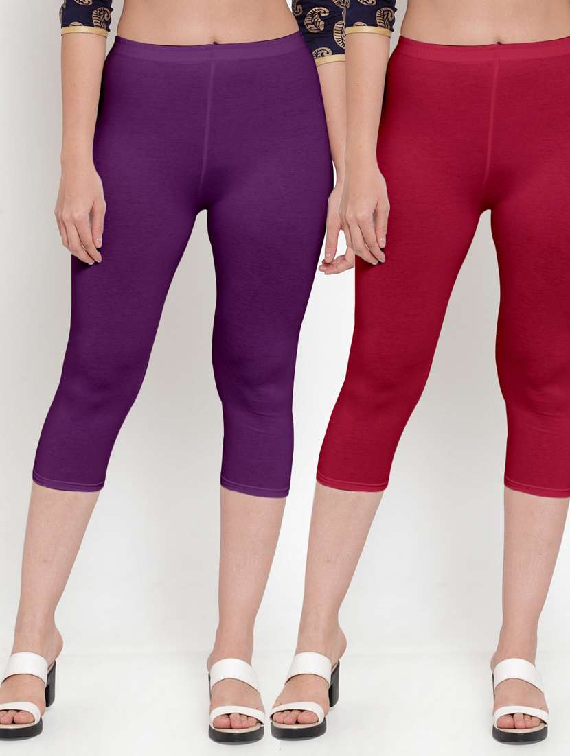 pack of 2 solid capri leggings 