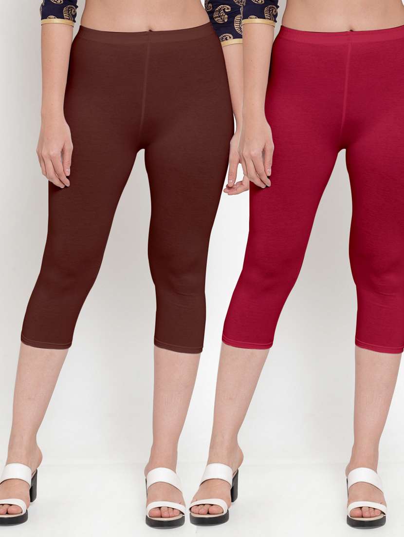 pack of 2 solid capri leggings 