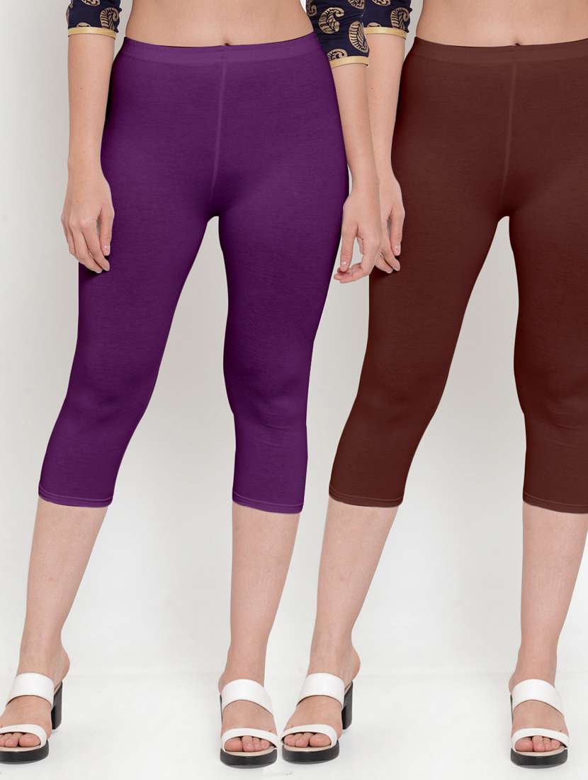 pack of 2 solid capri leggings 