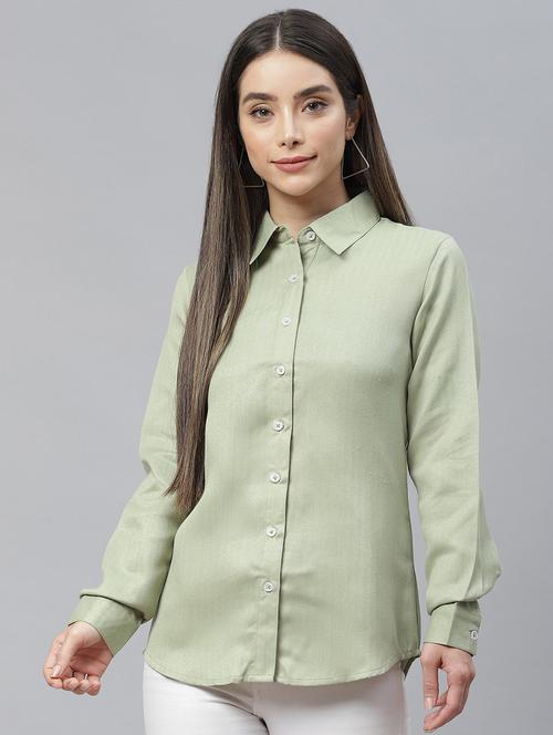 green viscose regular shirt - 19086591 -  Standard Image - 0