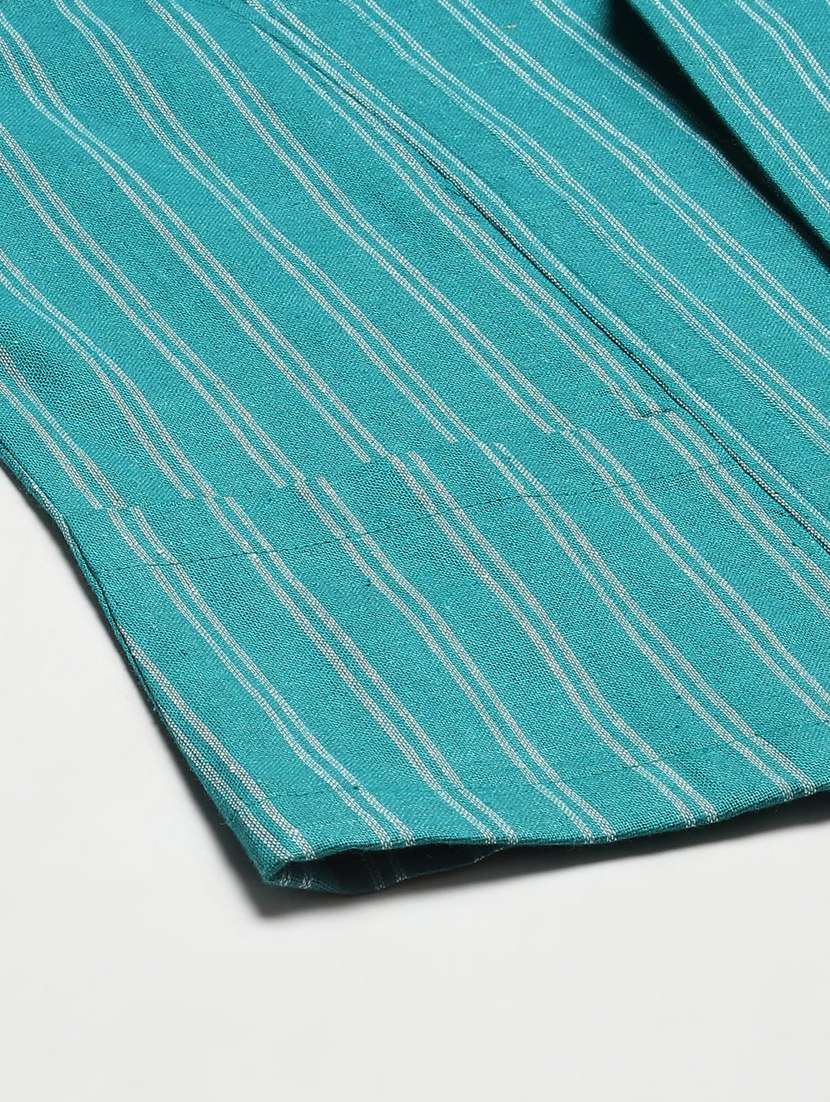 women lapel neck striped regular jacket - 19086598 -  Standard Image - 5