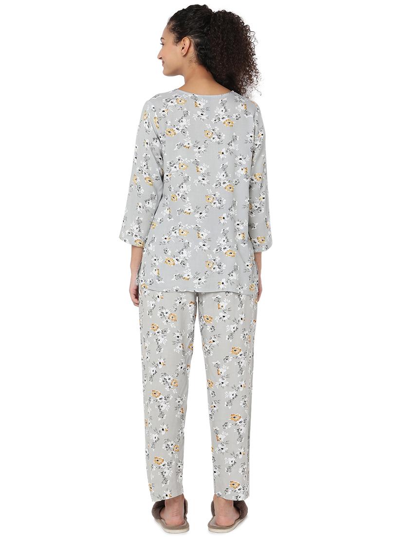floral printed nightwear pajama set - 19086696 - Standard Image - 3
