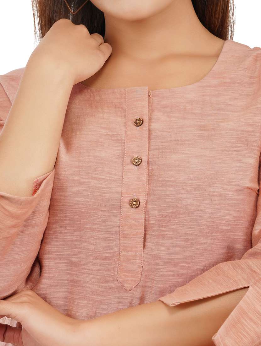 pink solid tunic - 19086716 - Standard Image - 3