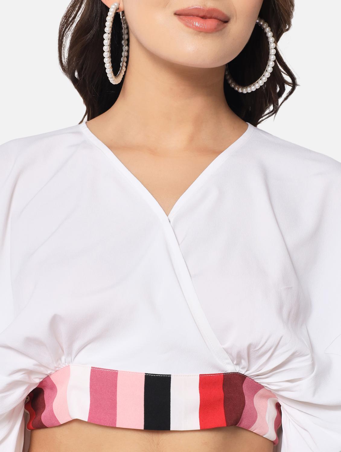 women's crop overlap neck top - 19086757 - Standard Image - 5