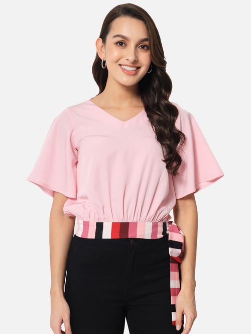 women's crop v neck top - 19086799 - Standard Image - 0