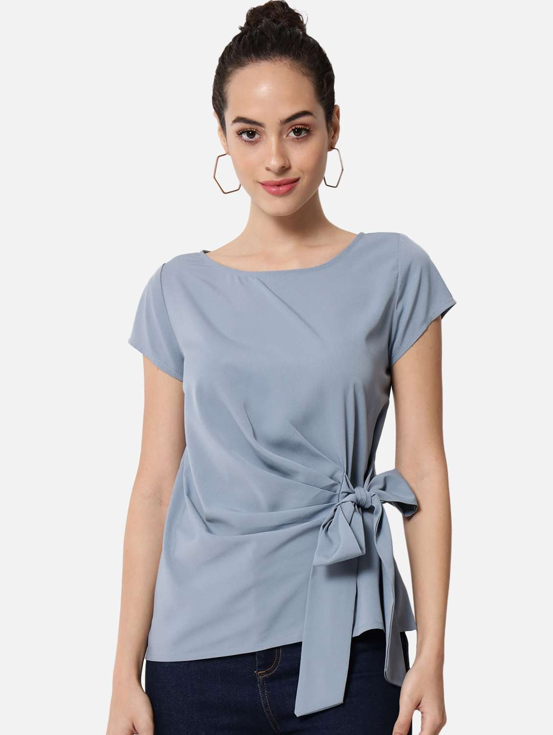 women's straight round neck top - 19086866 -  Zoom Image - 0