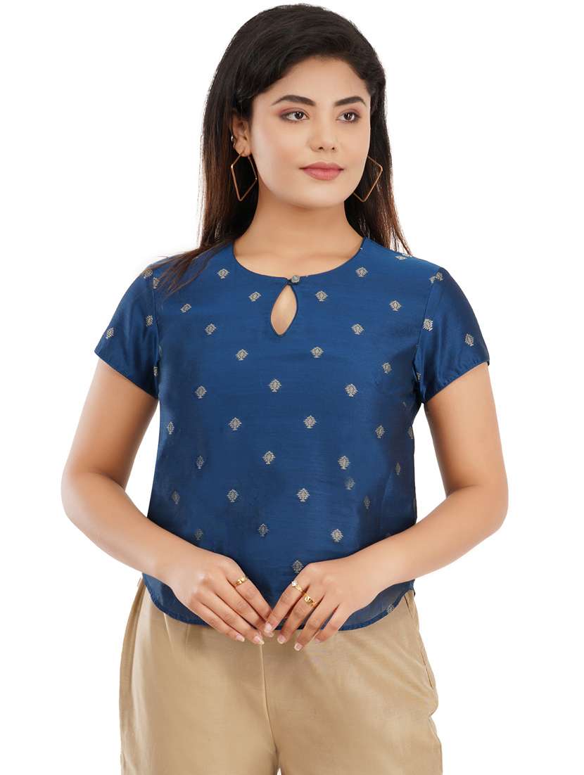 blue printed high-low top - 19086926 - Zoom Image - 0