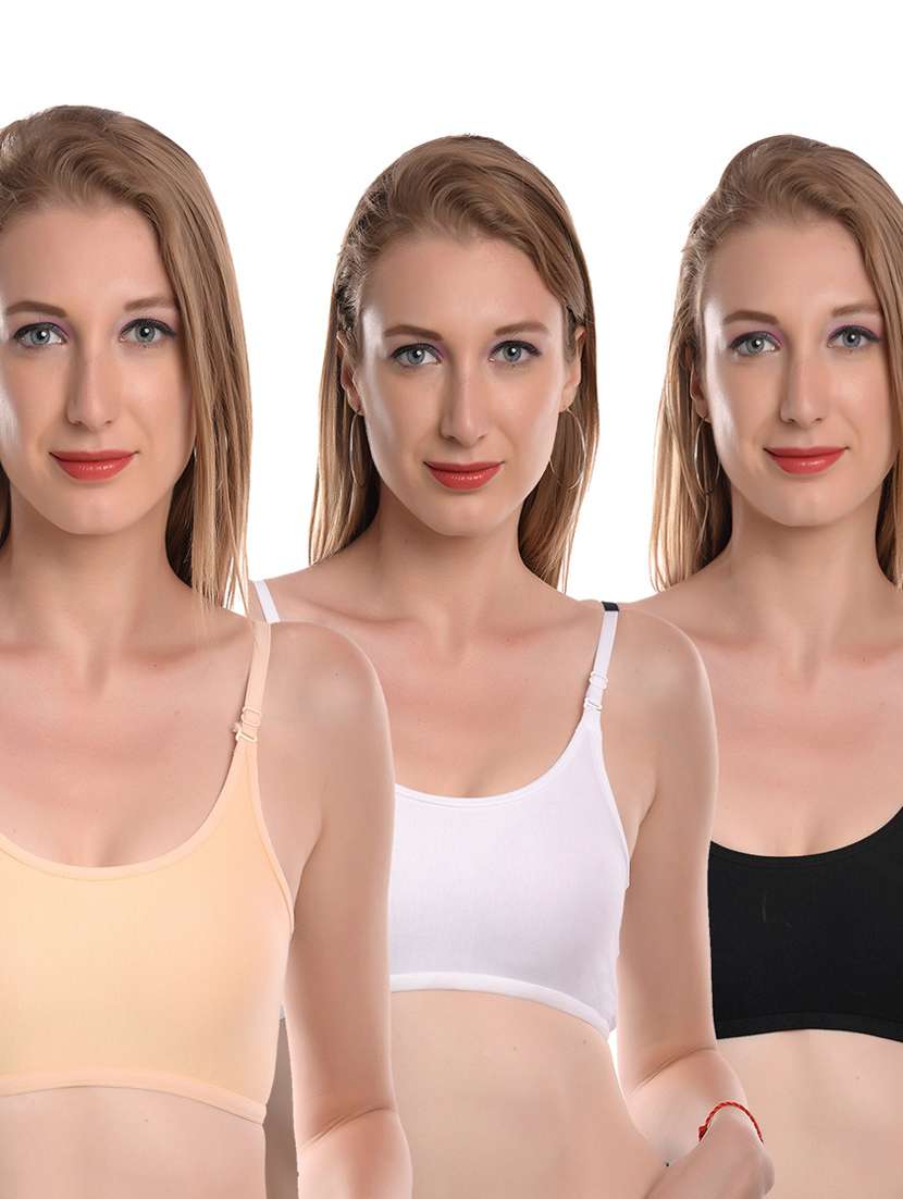 pack of 3 multi colored solid sports bra
