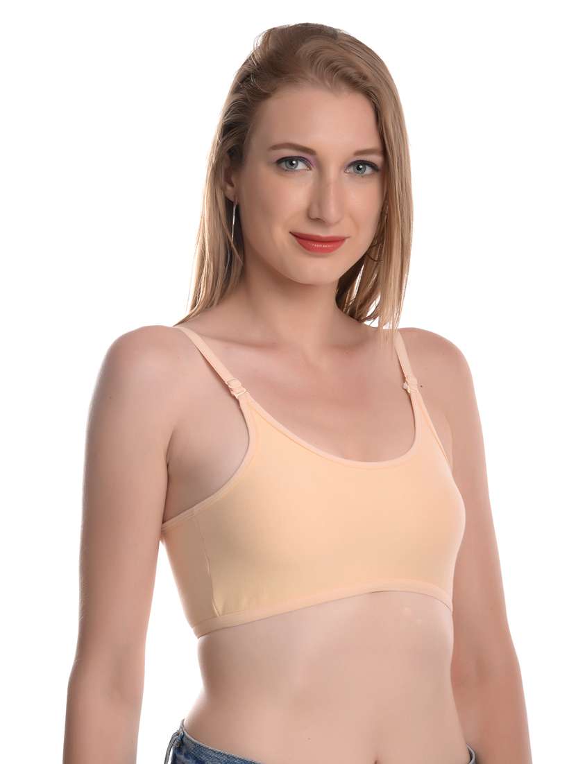pack of 3 beige solid sports bra - 19087103 -  Standard Image - 3