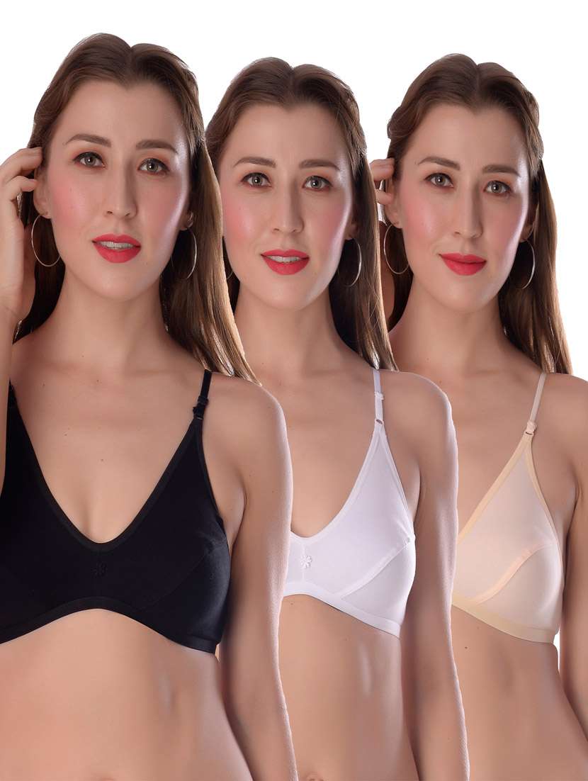 pack of 3 multi colored solid t-shirt bra