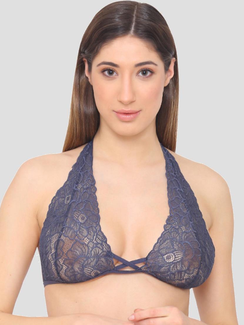 blue lace plunge bra - 19087586 -  Zoom Image - 0