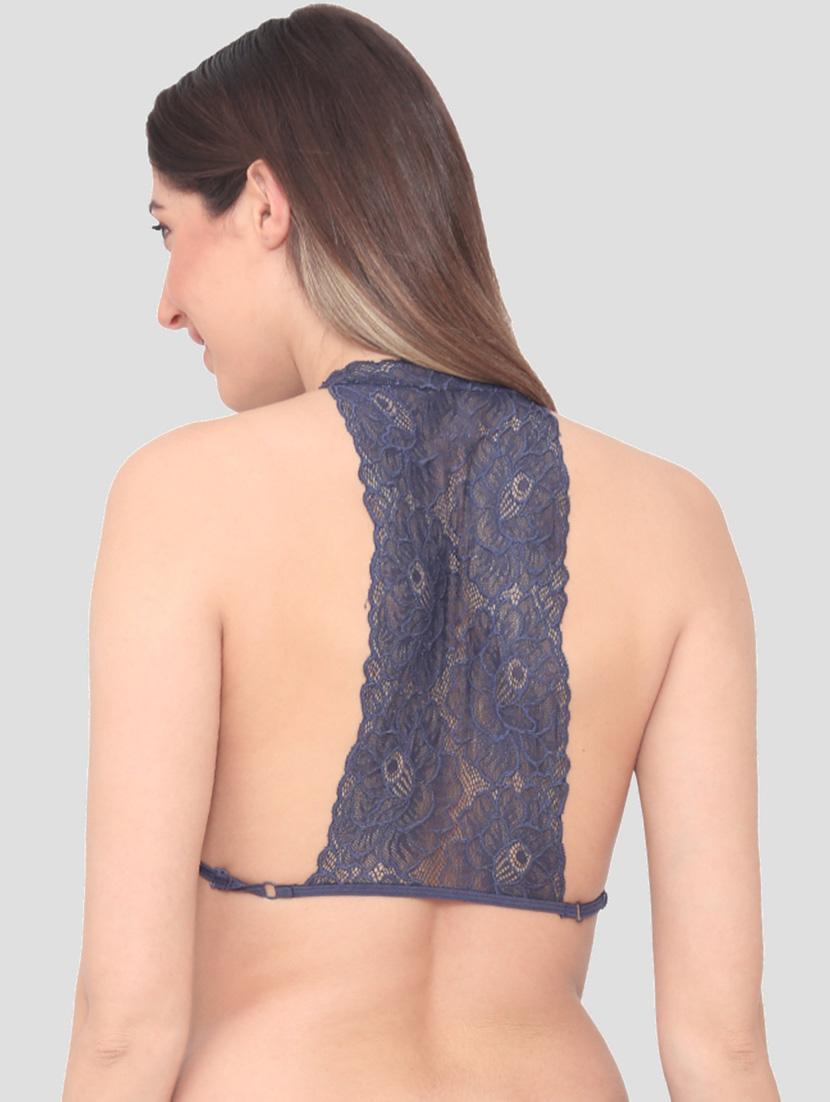 blue lace plunge bra - 19087586 - Standard Image - 3