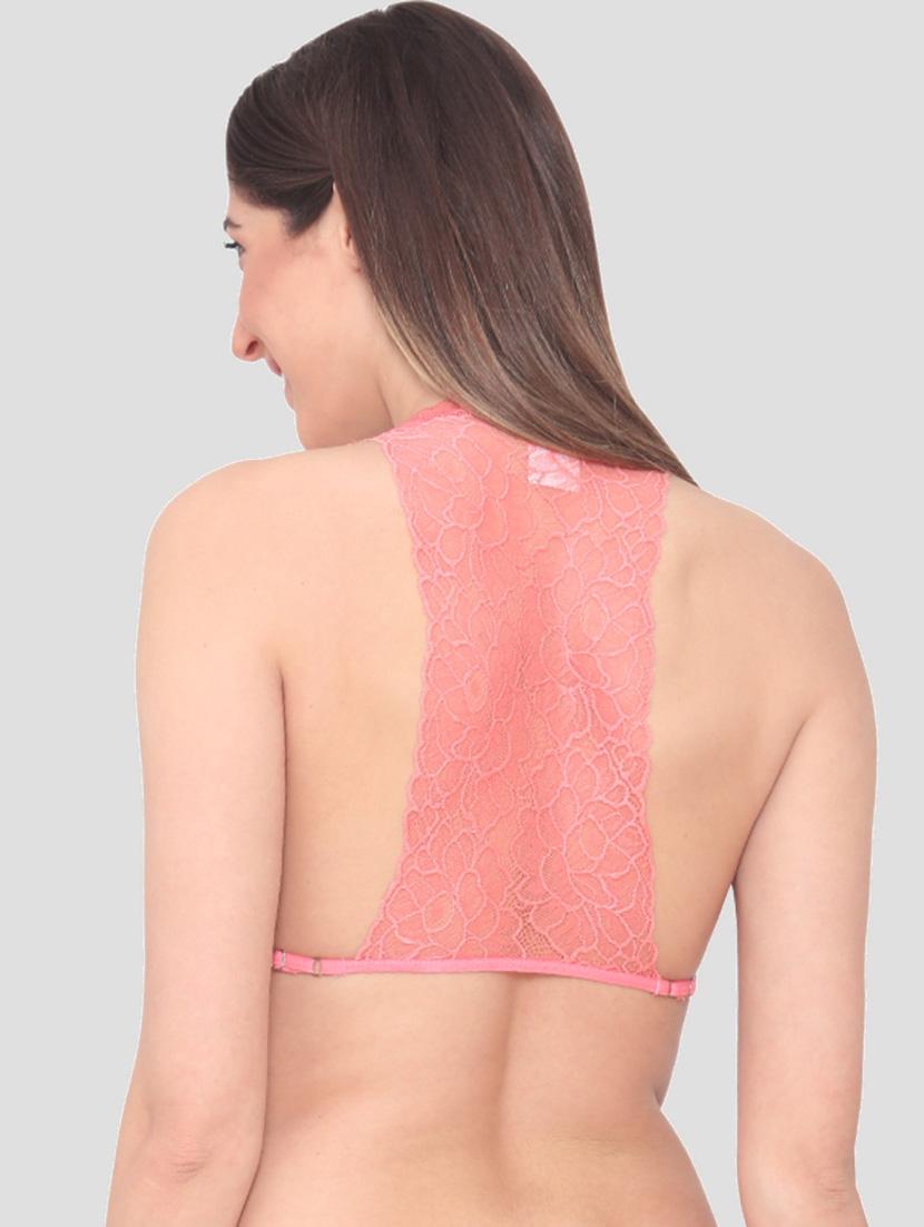 pink lace plunge bra - 19087587 - Standard Image - 3