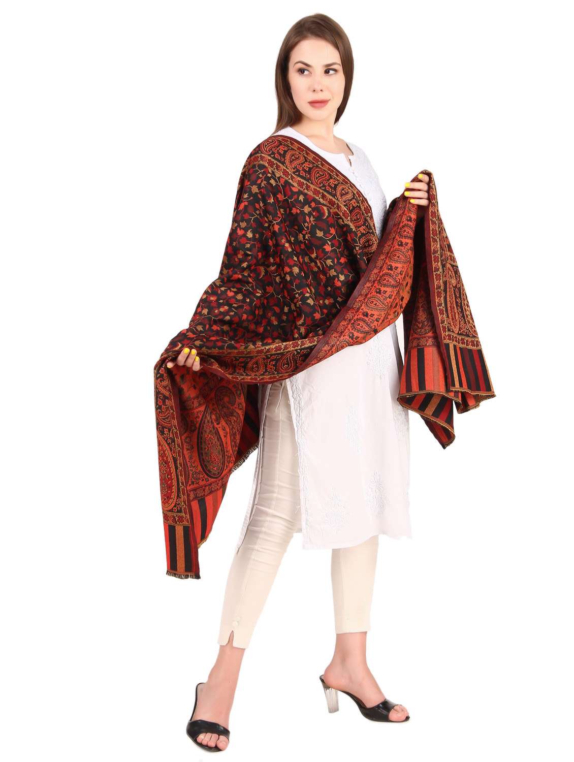 women's self design shawl - 19087634 -  Standard Image - 3