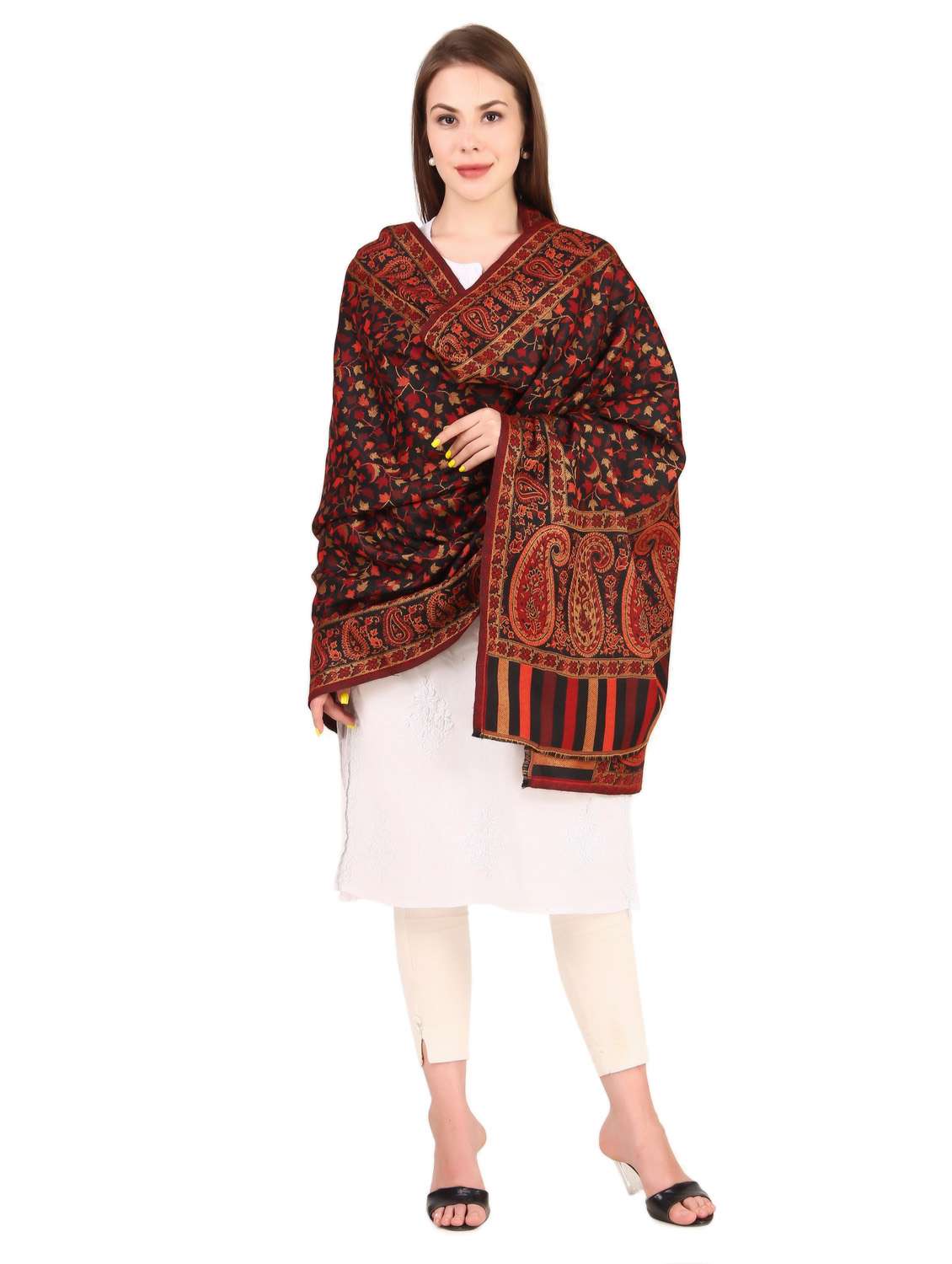 women's self design shawl - 19087634 -  Standard Image - 5