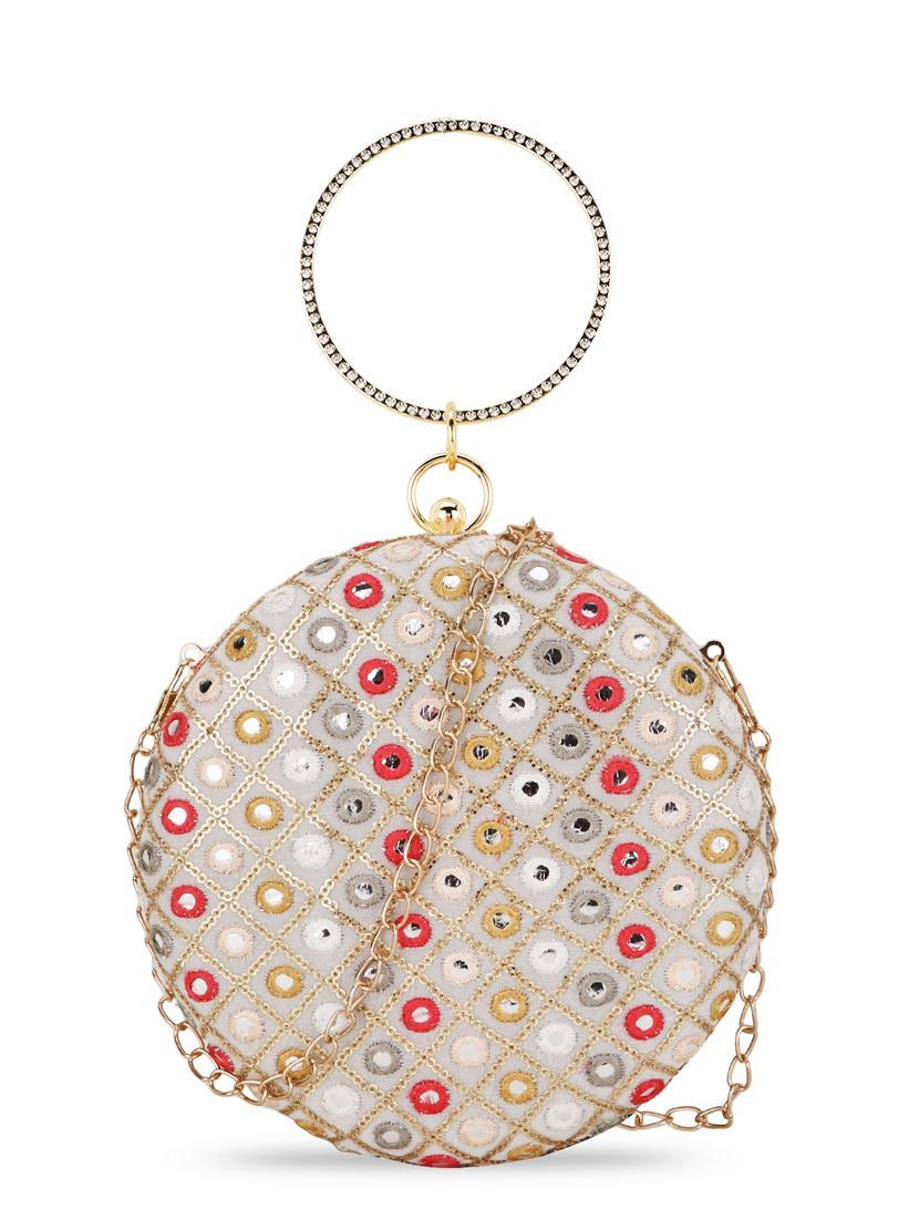 multi colored faux silk box clutch - 19088647 -  Zoom Image - 0