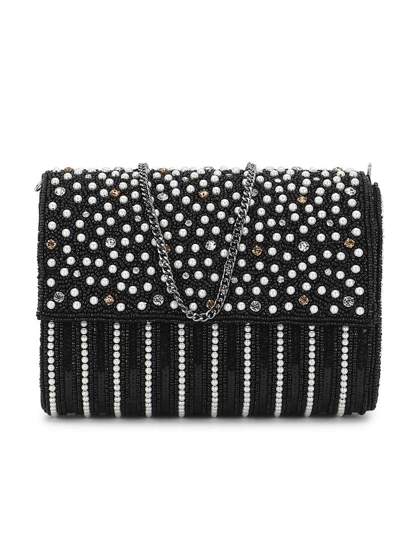 black faux silk regular clutch