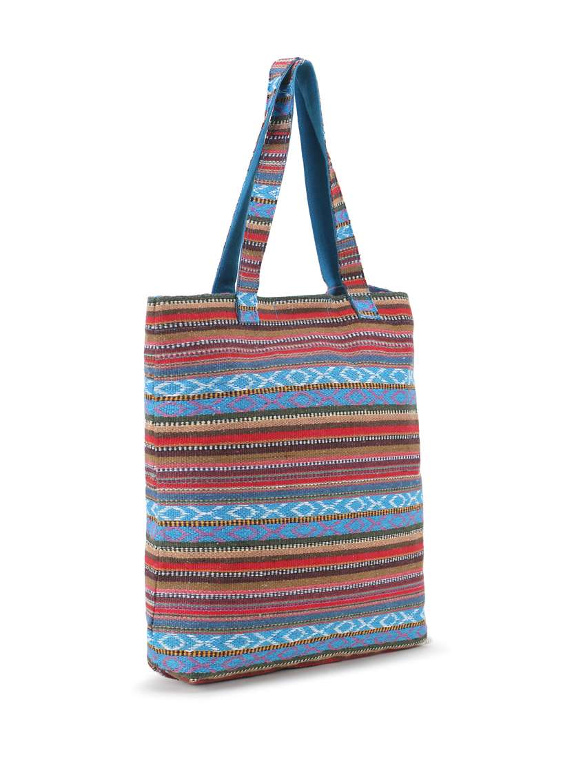 multi stripes canvas regular handbag - 19088708 - Standard Image - 5