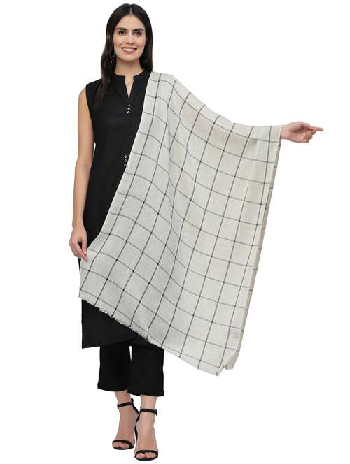 women's checks print stole - 19088899 - Standard Image - 0