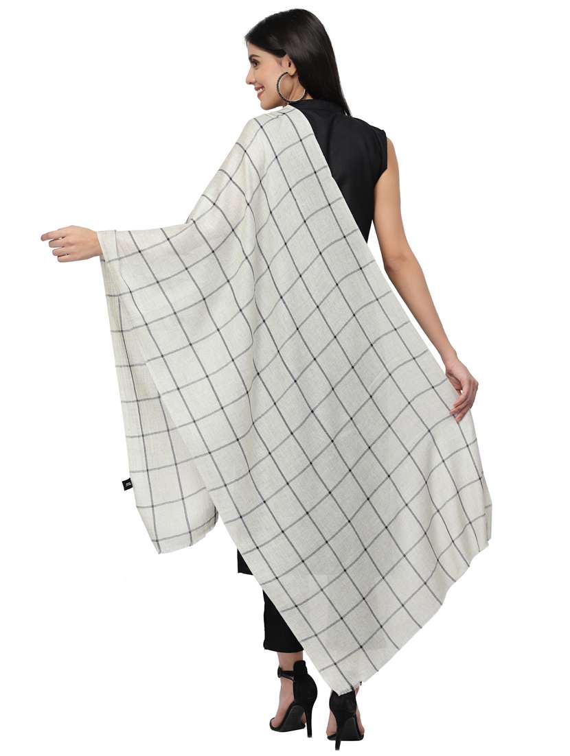 women's checks print stole - 19088899 - Standard Image - 3