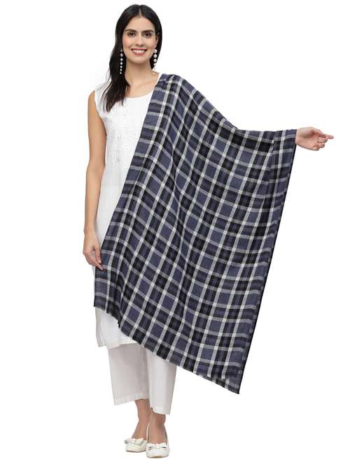 women's checks print stole - 19088900 -  Standard Image - 0